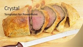  Presentation with beef - Slide set enhanced with online shopping or internet shop background and a light gray colored foreground