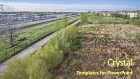  Presentation with city of chicago aerial view - Slides with view of a bike trail background and a tawny brown colored foreground