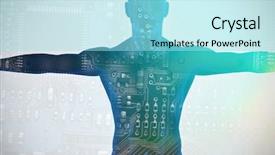  Presentation with character - Presentation theme having view of a blue character background and a arctic colored foreground