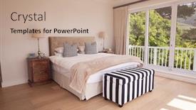  Presentation with bedroom modern - Slide set enhanced with view-of-a-bright-modern background and a coral colored foreground