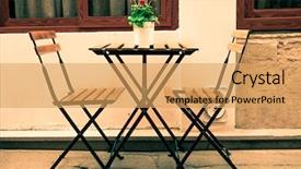  Presentation with street light view - Slides featuring view of a coffee terrace background and a yellow colored foreground