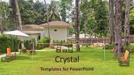  Presentation with badminton - Beautiful slide deck featuring view of a cozy badminton backdrop and a yellow colored foreground