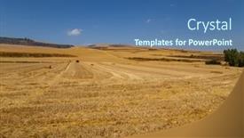  Presentation with crop - Slide set having view-of-a-crop-field background and a ocean colored foreground