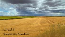  Presentation with crop - Presentation design having view-of-a-crop-field background and a gold colored foreground