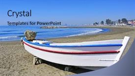  Presentation with fishing boat - Amazing slide set having view of a fishing boat in pedregalejo beach in malaga spain backdrop and a light blue colored foreground