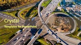  Presentation with intersection - Beautiful theme featuring view of a freeway intersection backdrop and a tawny brown colored foreground
