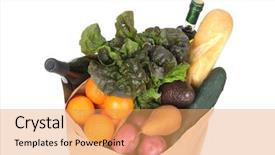  Presentation with grocery bag - Audience pleasing theme consisting of view of a grocery bag backdrop and a yellow colored foreground