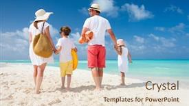  Presentation with tropical top view summer botanical - Slide set consisting of view of a happy family background and a lemonade colored foreground