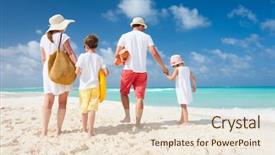  Presentation with tropical top view summer botanical - Amazing slide deck having view of a happy family backdrop and a lemonade colored foreground