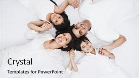  Presentation with unity - Slide set with view of a happy family background and a white colored foreground