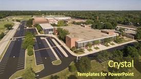  Presentation with parking lot - Audience pleasing slide deck consisting of view of a high school backdrop and a tawny brown colored foreground