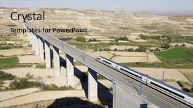  Presentation with train - Slide set featuring view of a high-speed background and a mint green colored foreground