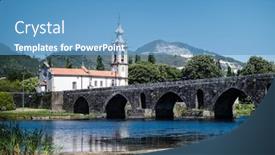  Presentation with long bridge - Slide deck with view-of-a-long-medieval background and a teal colored foreground