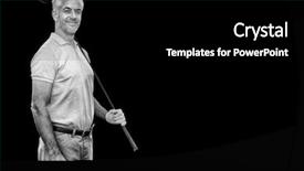  Presentation with golf - Audience pleasing presentation theme consisting of view of a man playing golf against black background backdrop and a black colored foreground