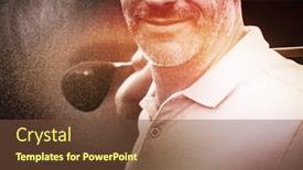  Presentation with concrete cracked - Beautiful PPT layouts featuring view of a man playing golf against gray cracked concrete wall backdrop and a tawny brown colored foreground