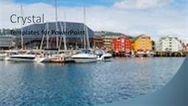  Presentation with population - Slide set consisting of view of a marina in tromso north norway tromso is considered the northernmost city in the world with a population above 50 000 background and a light blue colored foreground