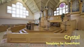  Presentation with church building - Presentation theme consisting of view of a modern church background and a tawny brown colored foreground