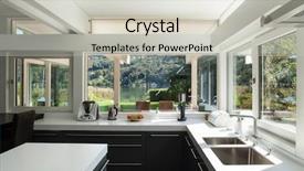  Presentation with kitchen - Cool new PPT layouts with view of a modern kitchen backdrop and a light gray colored foreground
