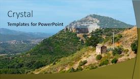  Presentation with mountain view - Theme consisting of view-of-a-mountain-landscape background and a light blue colored foreground