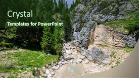  Presentation with mountain view - Theme enhanced with view-of-a-mountain-river background and a tawny brown colored foreground