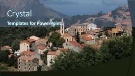  Presentation with mountain view - Colorful theme enhanced with view-of-a-mountain-village backdrop and a ocean colored foreground