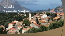  Presentation with mountain view - Amazing theme having view-of-a-mountain-village backdrop and a teal colored foreground