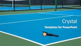  Presentation with pickleball - Presentation theme with view-of-a-new-pickleball background and a teal colored foreground