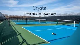  Presentation with pickleball - Presentation theme with view-of-a-new-pickleball background and a light blue colored foreground