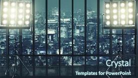  Presentation with city night - Presentation having view of a night city background and a tawny brown colored foreground