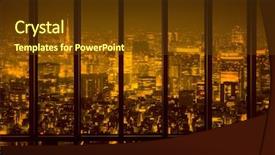  Presentation with night sky plane view - Cool new presentation with view of a night city backdrop and a tawny brown colored foreground