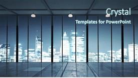  Presentation with city night - Presentation theme enhanced with view of a night city background and a ocean colored foreground