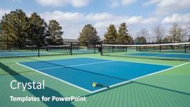  Presentation with pickleball - PPT layouts having view-of-a-pickleball-complex background and a teal colored foreground