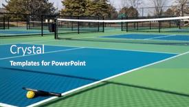  Presentation with pickleball - Presentation design featuring view-of-a-pickleball-complex background and a teal colored foreground