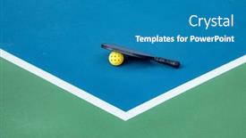  Presentation with pickleball - Presentation consisting of view-of-a-pickleball-paddle background and a teal colored foreground