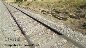  Presentation with railroad - Theme with view of a railroad track in a narrow gorge background and a mint green colored foreground