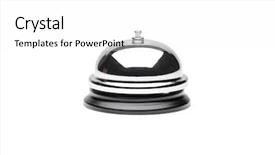  Presentation with scroll paper isolated on white - Colorful theme enhanced with view of a reception bell backdrop and a white colored foreground