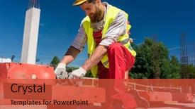  Presentation with metallic blue - Beautiful slides featuring view of a serious blue backdrop and a red colored foreground