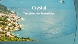  Presentation with sea - Presentation theme having view of a small town background and a light blue colored foreground