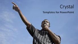  Presentation with referee - Slide deck having angle view of a soccer background and a light blue colored foreground