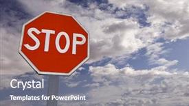  Presentation with stop - Colorful PPT theme enhanced with view of a stop signal backdrop and a gray colored foreground