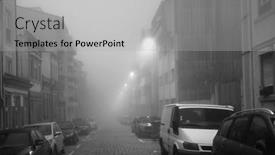  Presentation with fog - Presentation theme having view-of-a-street background and a light gray colored foreground