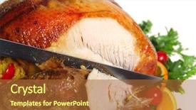  Presentation with thanksgiving - Presentation having view of a stuffed turkey background and a red colored foreground