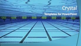  Presentation with swimming - Slide deck featuring view of a swimming pool background and a teal colored foreground