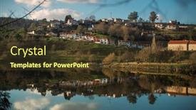  Presentation with village - Presentation design having view-of-a-village background and a tawny brown colored foreground