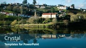  Presentation with village - PPT layouts featuring view-of-a-village background and a ocean colored foreground