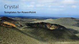  Presentation with volcano - Slide deck with view of a volcano in timanfaya national park lanzarote canary islands spain background and a light blue colored foreground