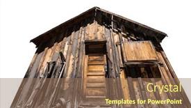  Presentation with cabin forest - Presentation design having view-of-abandoned-mining-cabin background and a coral colored foreground