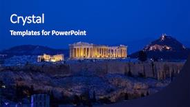  Presentation with night sky plane view - Presentation theme having ancient roman building - night view of acropolis athens background and a  colored foreground