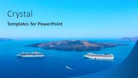  Presentation with cruise ships - Amazing presentation theme having view-of-aegean-sea backdrop and a light gray colored foreground