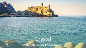  Presentation with oman - Beautiful presentation theme featuring view-of-al-mirani-fort backdrop and a seafoam green colored foreground